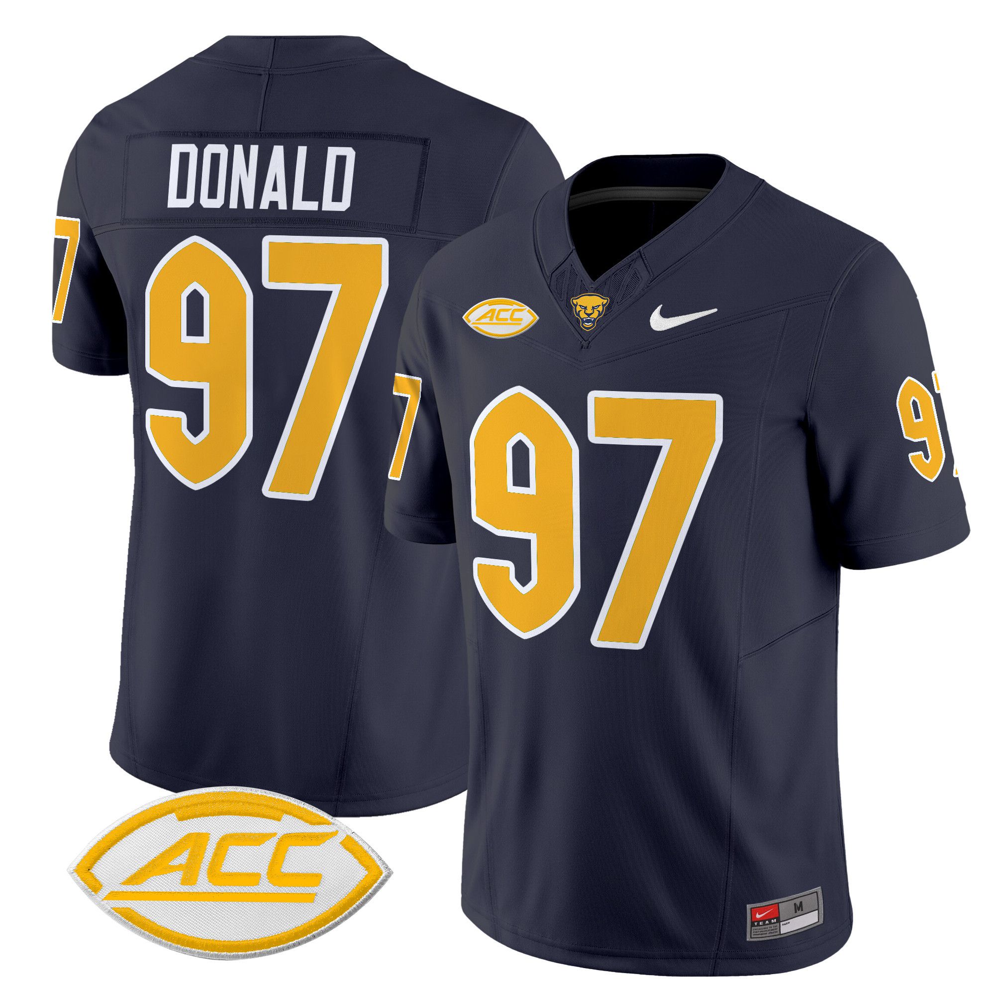 Men Pittsburgh Panthers #97 Donald Black Nike 2024 Vapor Limited NCAA Jersey style 1